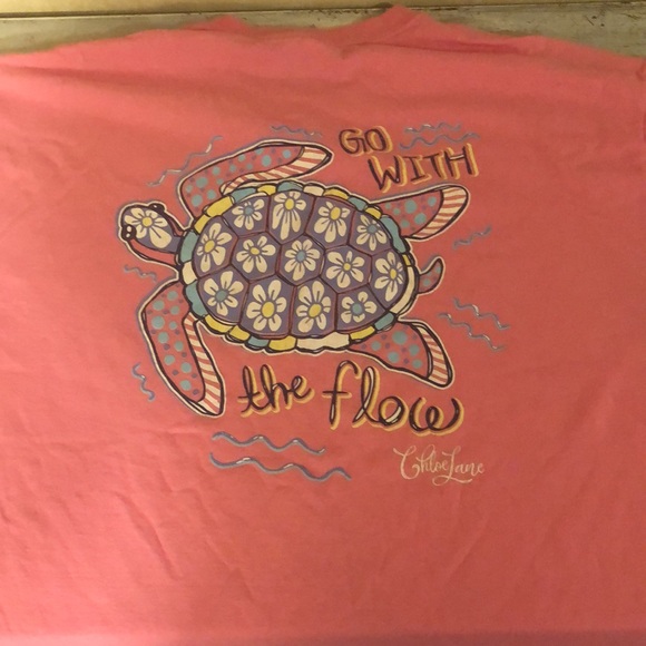 Chloe Lane design on a Gildan heavy cotton shirt XL Pink with a turtle design - Picture 2 of 2